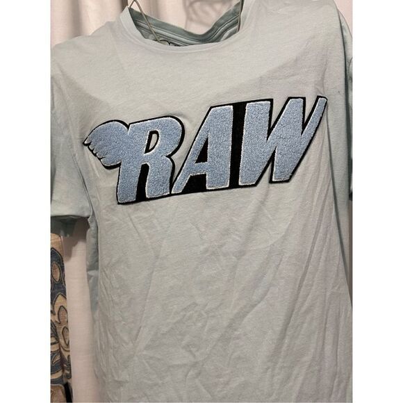 Nice Men RAW Baby Blue Chenille Crew Neck - Light Blue size large Good Condition - Picture 3 of 5